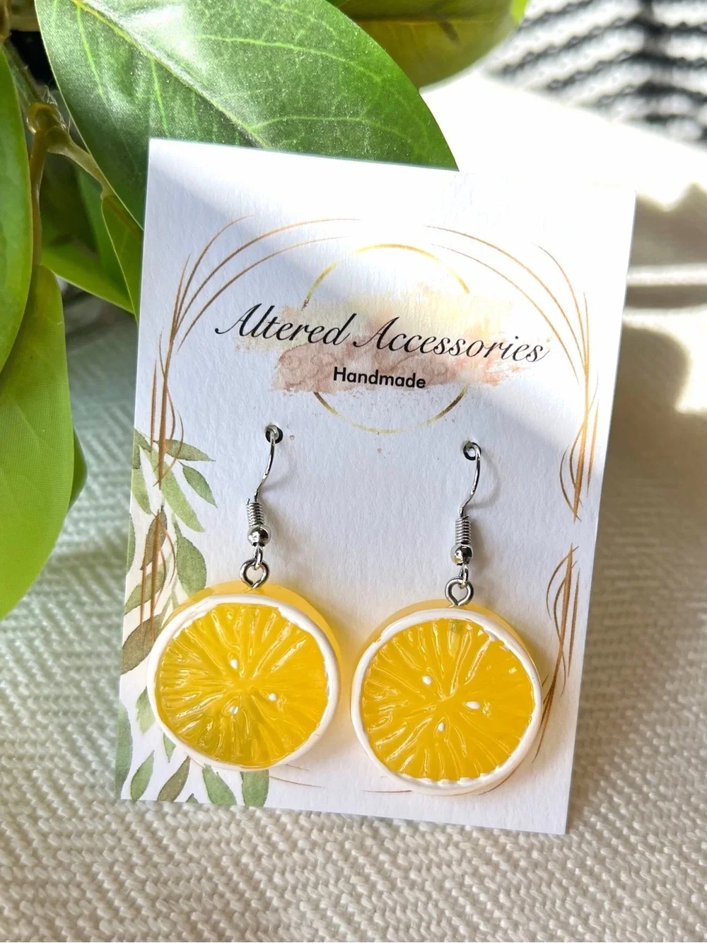 Handmade Yellow Lemon Drop Earrings